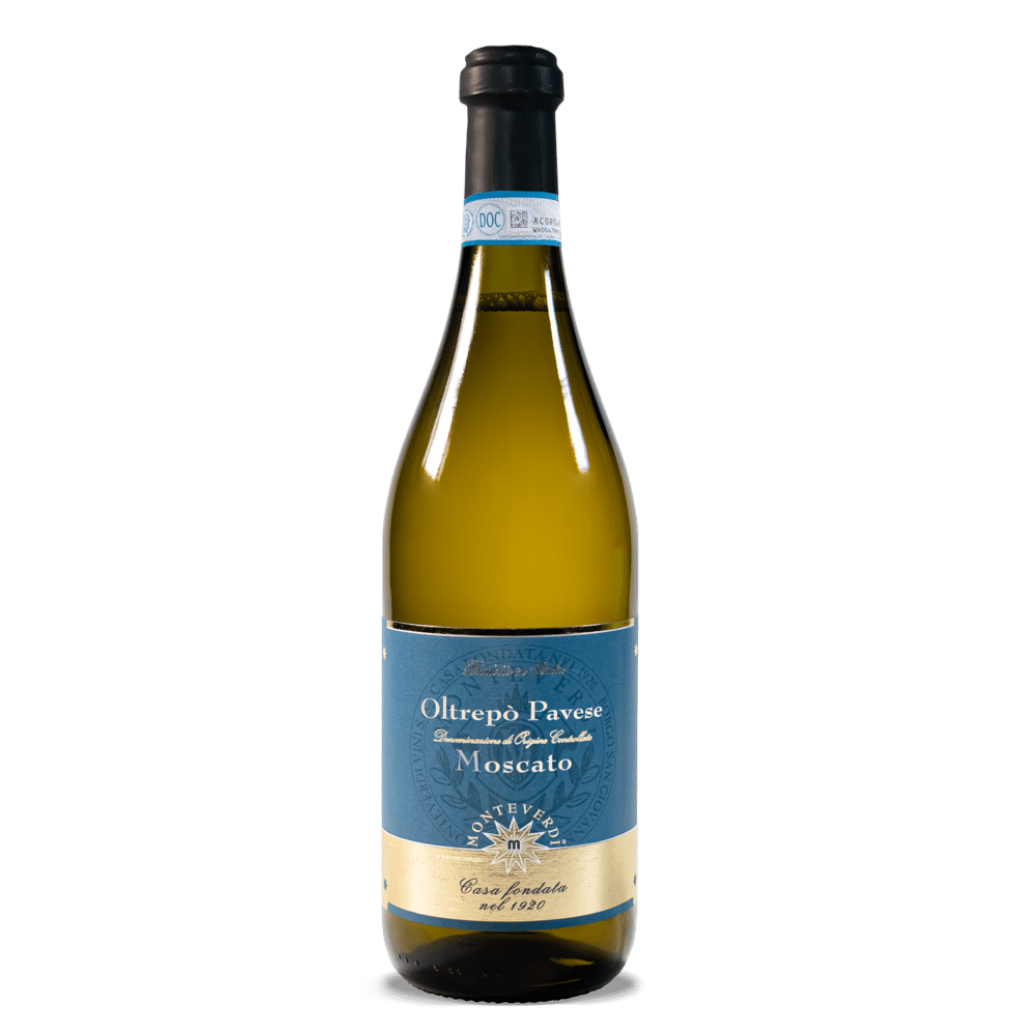 Moscato Oltrepo Pavese Dolce Monteverdi to bardzo lekkie i świeże, delikatnie musujące i słodkie wino o pięknym i bogatym aromacie świeżych winogron doprawionych szczyptą gałki muszkatołowej.